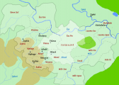 Provinces of the Empire of Athalē c. 330 YP. Base map by Radius, provinces and labels by Cedh. Mostly valid, except for some province borders in the south and northwest.