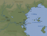 A map of the former territory of Huyfárah and the surrounding regions in mediaeval times, c. 1000 YP. Labels in Woltu Falla. Base map by Cedh, labels by thedukeofnuke. Valid.