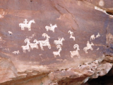 Rock painting of horsemen