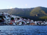 Port town below hills